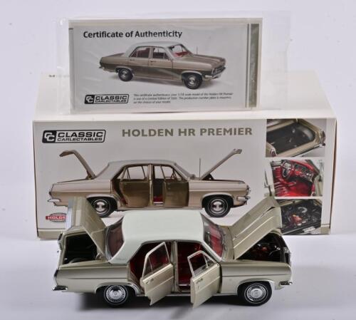 HR PREMIER: A 1:18 scale Classic Carlectables Holden HR Premier, silver mink, with COA numbered 652/1500, missing right rearwear mirror and the aerial, in double fitted box
