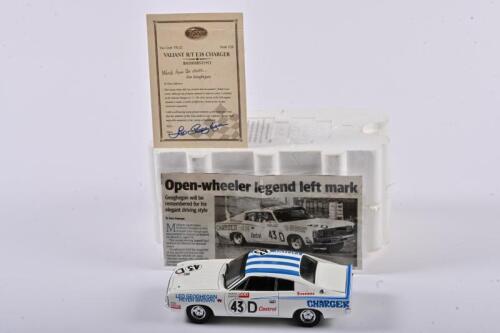 VALIANT: A 1:24 scale Trax Valiant R/T Charger E38 as race by Geoghegan in Bathurst 1971, #43, TRL5C, including signed personal note and laminated newspaper, in fitted box