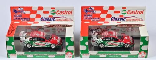 PERKINS/RICHARDS: Two 1:43 scale Classic Carlectables Holden Commodore as raced by Perkins/Richards in 2002 Castrol VX Racing Commodore, #11/#16, in fitted box hand signed by Parkins and Richards
