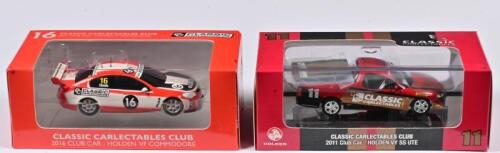 HOLDEN: A two 1:43 scale Classic Carlectables Holden VF Commodore in 2016 Club Car, #16 and Holden VY SS UTE in 2011 Club Car, #11, in fitted box
