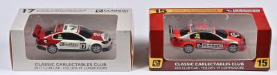 COMMODORE: A two 1:43 scale Classic Carlectables Holden VF Commodore in 2015 Club Car, #15 and 2017 Club Car, #17, in fitted box