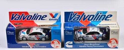 VALVOLINE RACING: Two 1:43 scale Classic Carlectables Holden Commodore as race by J.Bargwanna and G.Tender, #35/#34, Bargwanna box is hand signed, in fitted box