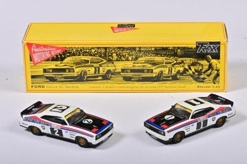 FALCON: A set of two 1:43 scale Trax Ford Falcon XC Hardtop commemorating the exciting 1977 Bathurst finish, TRS10, in fitted box