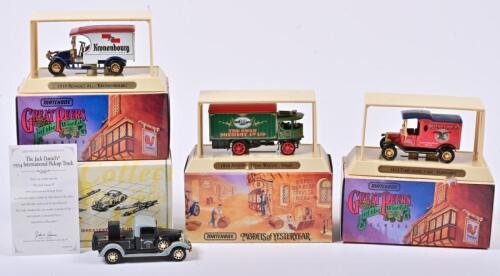 COMMERCIAL VEHICLES: Four 1:60 scale Matchbox COMMERCIAL Vehicles including 1918 Atkinson Steam Wagon/1910 Renault AG/1934 International Truck Jack Daniels/1912 Ford Model T Van, Models of YesterYear, YGB03/YGB07/YGB19, in double fitted box