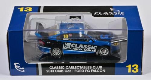 FALCON: A 1:43 scale Classic Carlectables Ford FG Falcon, Club Car 2013, #13, blue, in double fitted box