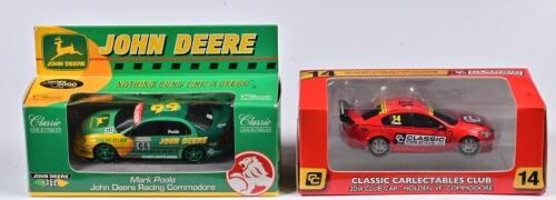 COMMODORE: Two 1:43 scale Classic Carlectables Holden Commodore as race by M.Poole in John Deere Racing Commodore and Holden VF Club Car 2014, #66/#14, in fitted box
