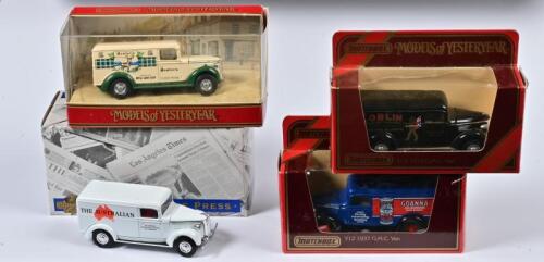 COMMERCIAL VEHICLES: Four 1:45 scale Matchbox COMMERCIAL Vehicles including 1937 GMC Lieferwagen with different companies livery, Models of YesterYear, Y12C/Y12/YPP 07, in fitted box