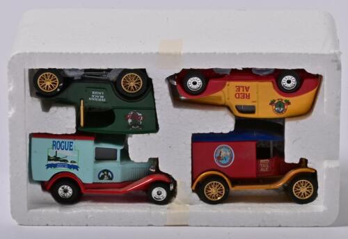 AMERICAN MICRO BREWERIES: A set of four 1:60 scale Matchbox American Micro Breweries Collection, COMMERCIAL vehicles with livery as Red Tail/Rogue/Red Ale/Friesian Black Lager, in fitted box