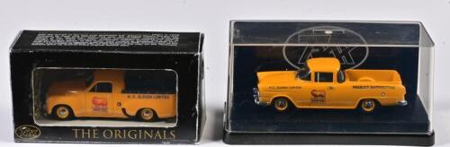 HOLDEN UTILITY: Two 1:43 scale Trax Holden FB Utility/ Holden 50-2106 Utility, golden fleece, Aussie Oil Series, TR73D/TR25F, in fitted box