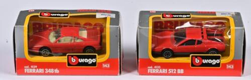 FERRARI: Two 1:43 scale Bburago Ferrari 348 TB and Ferrari 512 BB, Cod4139/Cod4133, in fitted box