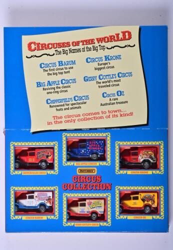COMMERCIAL VEHICLES: A set of six 1:58 scale Matchbox Ford Van 1979, Matchbox collection presenting six of the biggest names of The Big Top including: Chipperfields Circus, Big Apple Circus, Circus Krone, Circus Barum, Gerry Cottle's Circus & Circus OZ, p