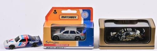 RACING MINICARS: Three 1:64 scale Commodore VX as raced by Brock/Baird by Biante in fitted box/ Holden Olympic Torch Relay 2000 by Matchbox in fitted box/ Nascar 1993 as raced by Max Dumesny Valvoline, no box