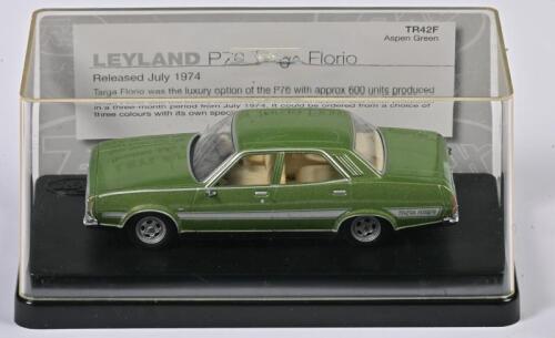 LEYLAND: A 1:43 scale Trax Leyland P76 Targa Florio released 1974, aspen green, TR42F, in perspex case