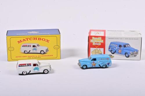 HOLDEN: Two 1:43 scale Matchbox 1955 FJ Holden van, in fitted box