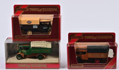 FODEN: Three 1:72 scale Matchbox COMMERCIAL Vehicles including 1922 Foden Dampflast Wagen, Models of YesterYear, Y27, in fitted box