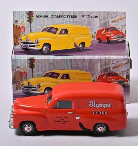 HOLDEN FJ: A limited edition 1:25 scale Mint and Boxed Collectible Models Holden FJ Van Olimpic Tyres, MM006, with COA numbered 773/1008, in fitted box