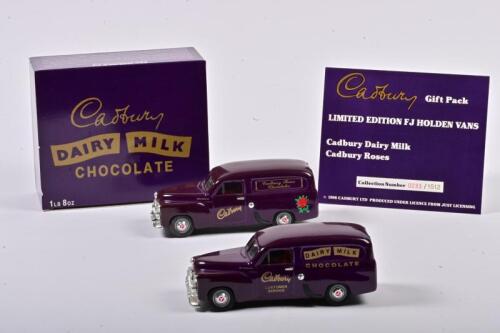 HOLDEN: A gift pack set of two limited edition FJ Holden Van Cadbury Dairy Milk/ Cadbury Roses, with COA numbered 233/1512, in fitted box