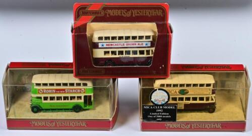 COMMERCIAL VEHICLES: Three 1:72 scale Matchbox COMMERCIAL vehicles 1930 Titan TD1 Decker bus, models of yesteryear, in fitted box