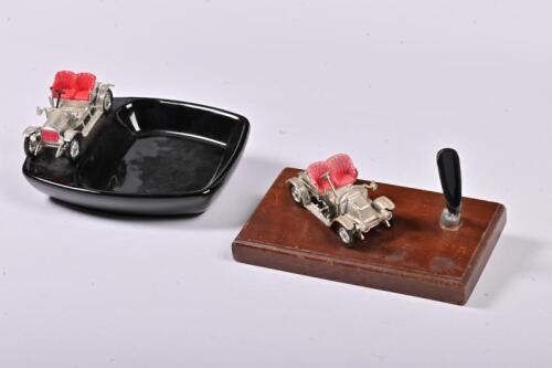 OPEL: Two circa 1920 Opel one mounted in a tray ash by Lesney and wood pen support, no box