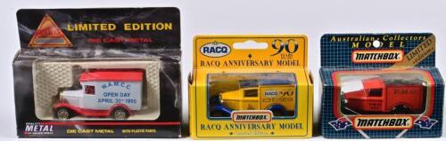 COMMERCIAL VEHICLES: Three limited edition 1:60 scale Matchbox/Golden Wheel COMMERCIAL vehicles Ford model A, in fitted box