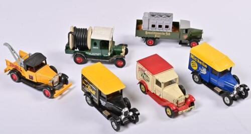COMMERCIAL VEHICLES: Six 1:43 scale Matchbox COMMERCIAL vehicles Ford model T 1922/Morris Light 1929/Ford model T 1912/Mercedes Benz L5/Ford Model A, no box