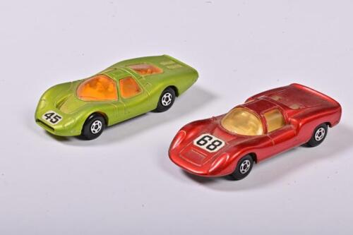 PORSCHE/FORD: Two 1:64 scale Matchbox Superfast N.68 Porsche 910, #68/N.45 Ford group 6, #45, made in England, no box