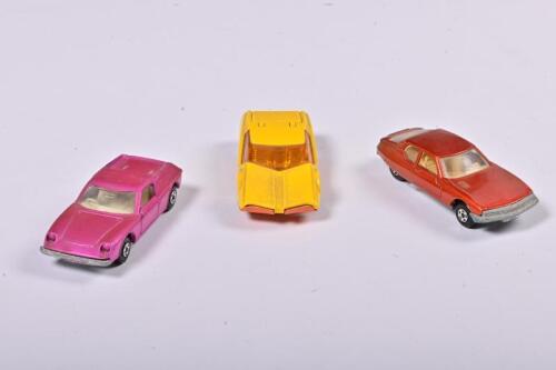 SUPERFAST CARS: Three 1:60 scale Matchbox Superfast cars as Datsun 126X/Citroen SM/Lotus Europa, made in England, no box