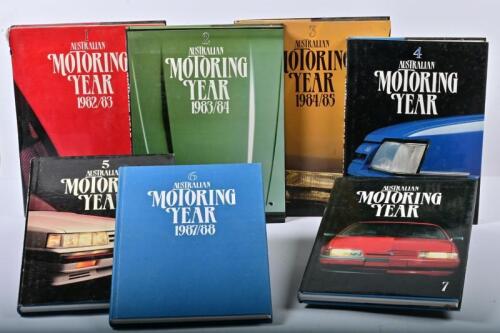 AUSTRALIAN MOTORING: Seven consecutive editions of the hardcover book 'Australian Motoring Year' years 1982/83 (volume 1) to 1988/89 (volume 7)