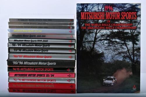 MITSUBISHI: A group of fifteen consecutive editions of 'Mitsubishi Motor Sports'. 1989/1990 to 2004/2005