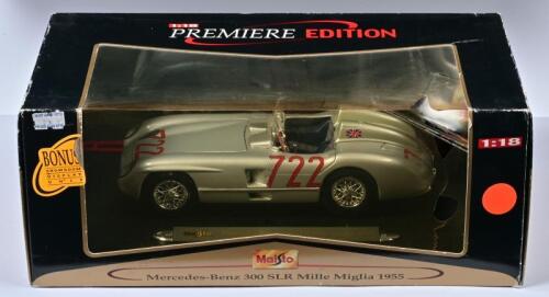 MERCEDES-BENZ: A 1:18 scale Maisto Premiere Edition Mercedes-Benz 300 SLR Mille Miglia 1955. '722'
