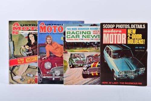 MOTORING MAGAZINES: Four 1960's motoring magazines. 'AUSTRALIAN MOTOR SPORTS AND AUTOMOBILES', 'RACING CAR NEWS' & 'modern MOTOR' magazines