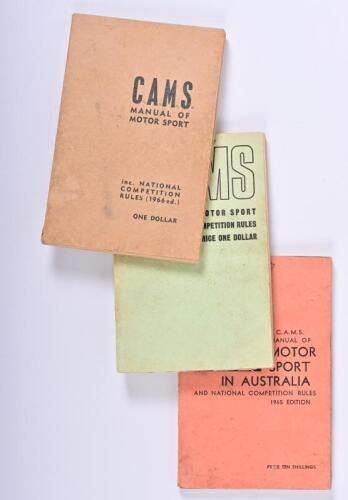CAMS: A group of three consecutive editions of 'CAMS MANUAL OF MOTOR SPORT - inc. NATIONAL COMPETITION RULES' from 1965 - 1967. Rare