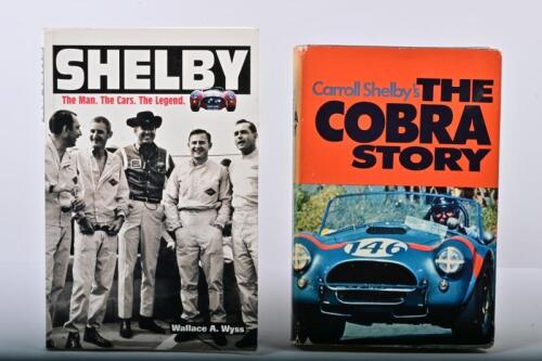 SHELBY: Two Carroll Shelby books. 'THE COBRA STORY' hardcover book by Carroll Shelby