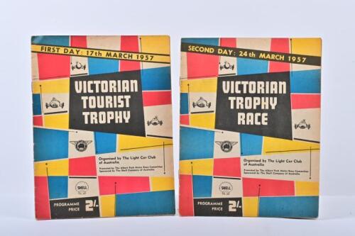 VICTORIAN TOURIST TROPHY: A set of Official Programmes as prepared by The Light Car Club of Australia, for the two day meet held at Albert Park, 1957 - 'FIRST DAY: 17th MARCH 1957 - VICTORIAN TOURIST TROPHY', 'SECOND DAY: 24th MARCH 1957'
