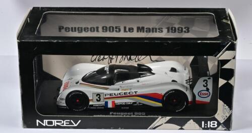 PEUGEOT: A 1:18 scale NOREV Peugeot 905 Le Mans 1993 winner, signed on box by Geoff Brabham