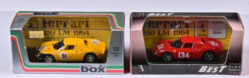 FERRARI: Two 1:43 scale MODEL box and MODEL BEST Ferrari 250 LM models. MODEL box FERRARI 250 LM "Kyalami 66" (8446) & MODEL BEST FERRARI 250 LM "Nurburgring 64" (9009)