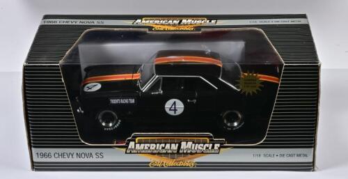 CHEVY: A 1:18 scale Code 3 1966 CHEVY NOVA SS by American Muscle in black. Model in NORM BEECHEY livery from ATCC - LAKESIDE, QLD July 30, 1967