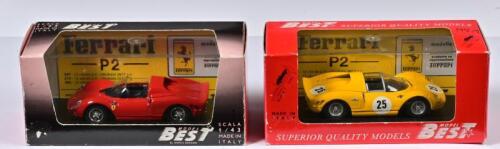 FERRARI: Two 1:43 scale MODEL BEST Ferrari P/2 models. FERRARI P/2 "prova" (9019) & FERRARI 365 P2 DAYTONA 1966 (9081)