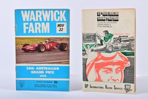 AUSTRALIAN GRAND PRIX: Two Australian Grand Prix Official Programmes. 1968 Sandown & 1970 Warwick Farm Official Programmes