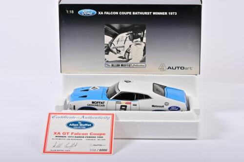 FORD: A 1:18 scale Autoart XA GT FALCON HARDTOP as raced to victory by Allan Moffat at Bathurst, 1973. Numbered 3359/6000. Allan Moffat signed CoA