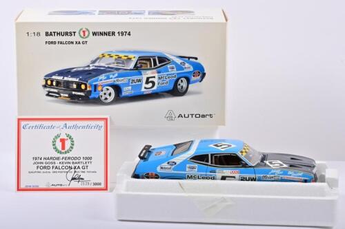 FORD: A 1:18 scale Autoart Ford Falcon as raced to victory by John Goss and Kevin Bartlett at 1974 Bathurst. Numbered 2129/3000. John Goss signed CoA