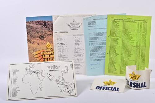 SINGAPORE AIRLINES RALLY 1977: A collection of Singapore Airlines Rally 1977 items. Official Programme & Armbands