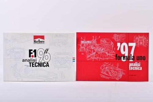 FORMULA 1: Two High Quality formula 1 Analisi Tecnica books written by Di Giorgio Piola, one from 1996 including 95 pages. The other from 1997 rare, also including 95 pages of literature.