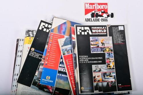 AUSTRALIAN GRAND PRIX: A collection of nine Australian Formula One Grand Prix Official Programmes, years 1985 - 1994. Issues 2 - 4 of 'GP NEWS for FOSTER'S AUSTRALIAN GRAND PRIX ADELAIDE 10-11-12-13 NOVEMBER, 1988'