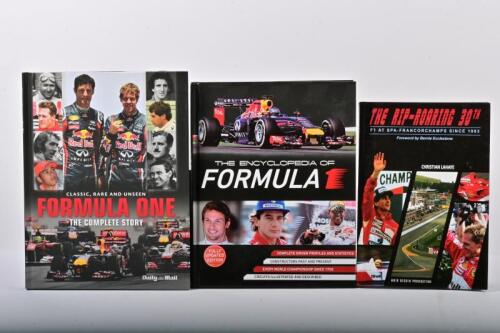 FORMULA 1: Three hardcover books detailing Formula 1 history. 'THE RIP-ROARING 30th - F1 AT SPA-FRANCORCHAMPS SINCE 1983' by Christian Lahaye