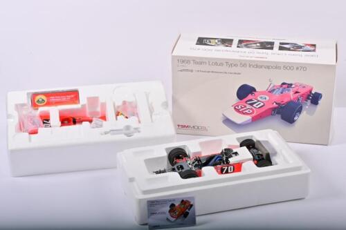 LOTUS: A 1:18 scale TSM MODEL 1968 Team Lotus Type 56 Indianapolis 500 #70. As raced by Graham Hill