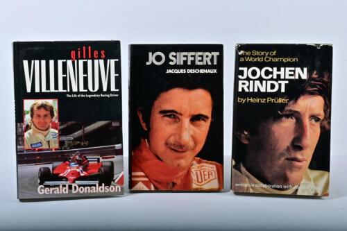 FORMULA 1 DRIVERS: Three hardcover books detailing the racing careers of various Formula 1 drivers. Rindt, Siffert, Villeneuve books