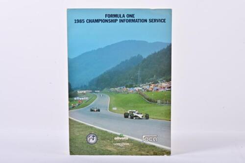 FORMULA 1: 'FORMULA ONE - 1985 CHAMPIONSHIP INFORMATION SERVICE' softcover reference book containing time sheets for the 1985 Formula 1 season