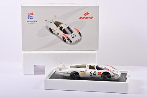 PORSCHE: A 1:18 scale spark PORSCHE 908/03 as raced to second place at 1969 Le Mans by H.Hermann - G.Larrousse. Racing number '64'