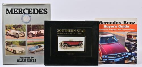 MERCEDES-BENZ: Three Mercedes-Benz related books. 'MERCEDES' hardcover book by George Bishop, foreword by Alan Jones